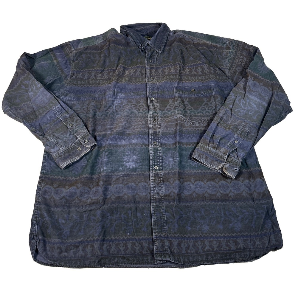 Croft & Barrow Shirt Mens XLT Blue Multicolor All Over Print Aztec Shacket